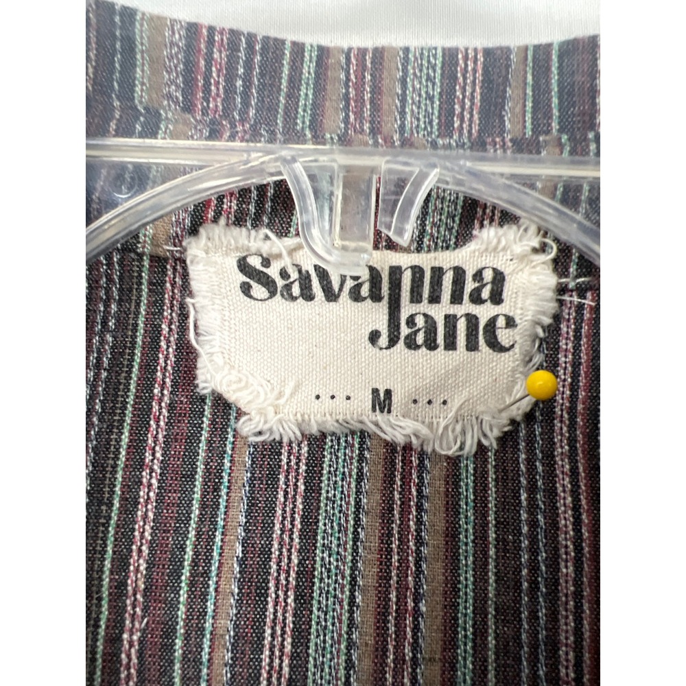 Savanna Jane Button Down Shirt Womens Medium Brown Plaid Patchwork Mixed Media - Picture 2 of 8
